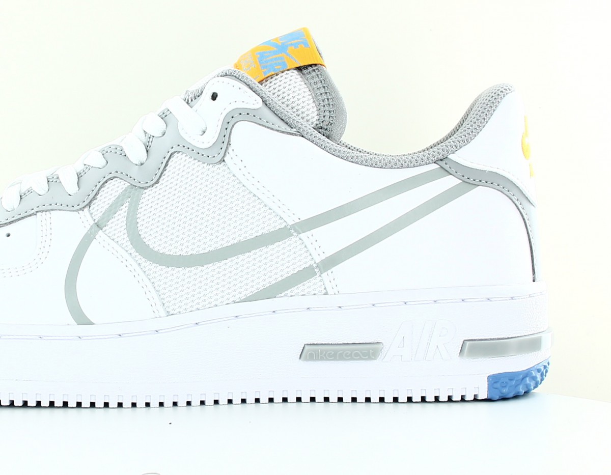 Nike Air force 1 react blanc gris bleu jaune