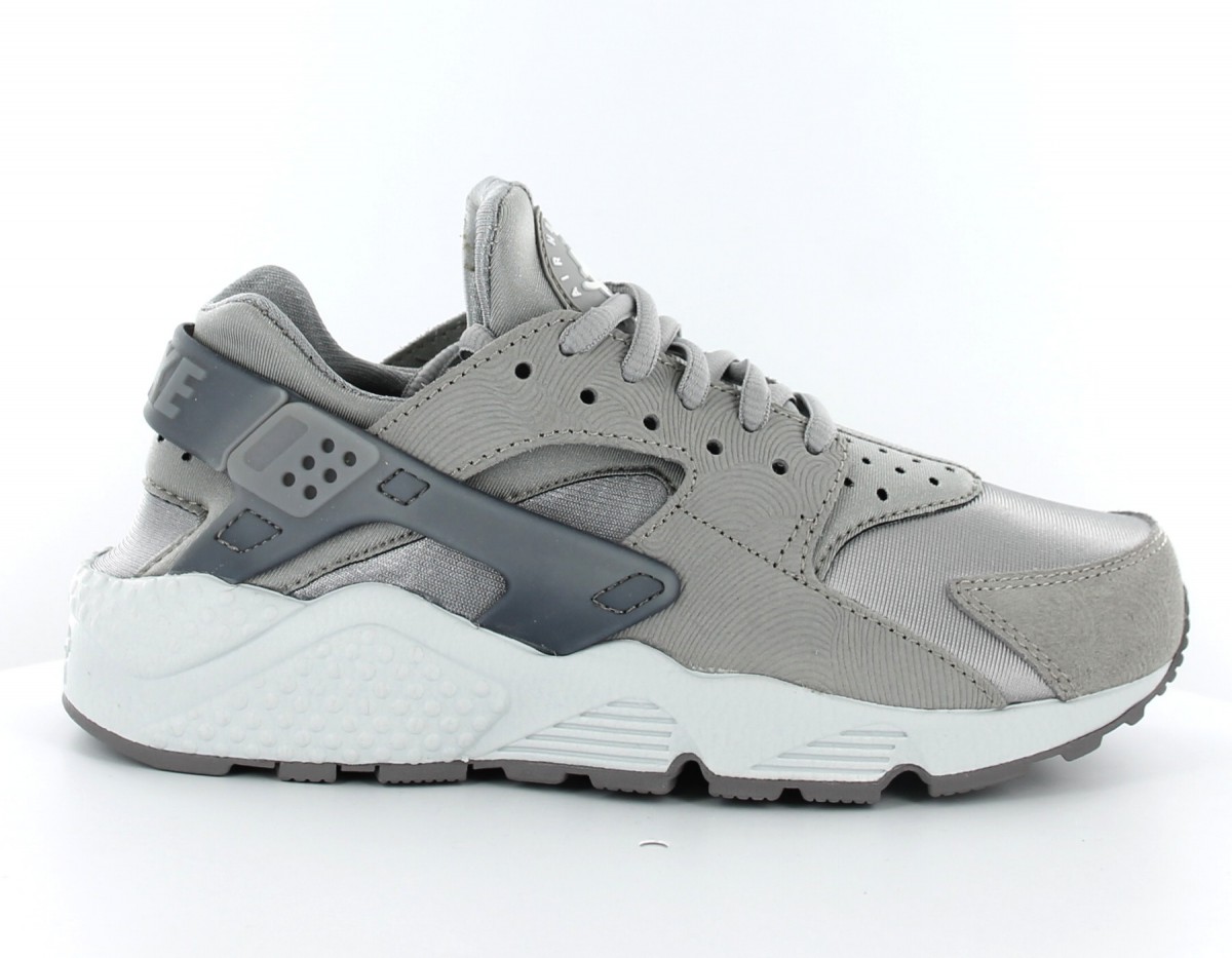 Nike air huarache premium suede femme GRIS/BLANC