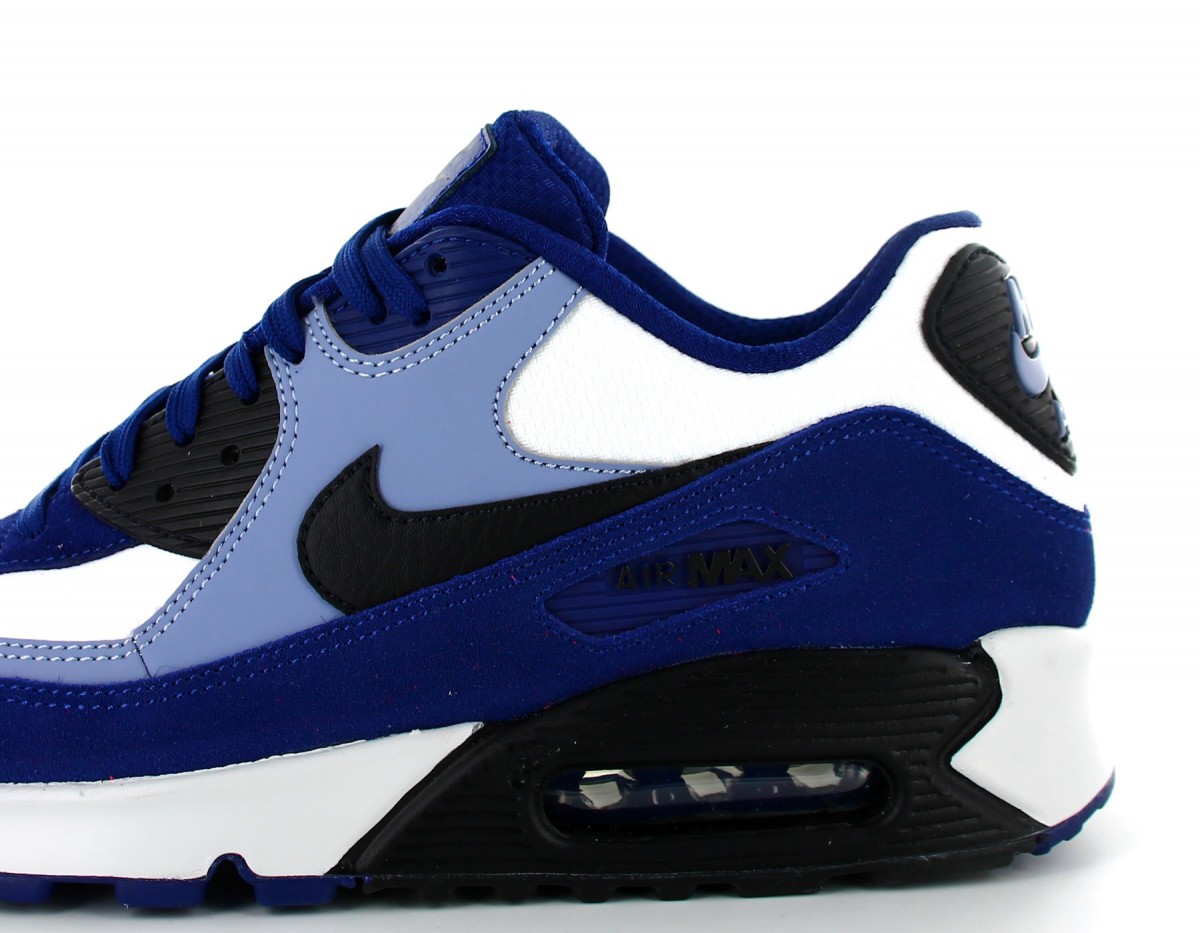 Nike Air max 90 cuir homme Blanc-noir-bleu