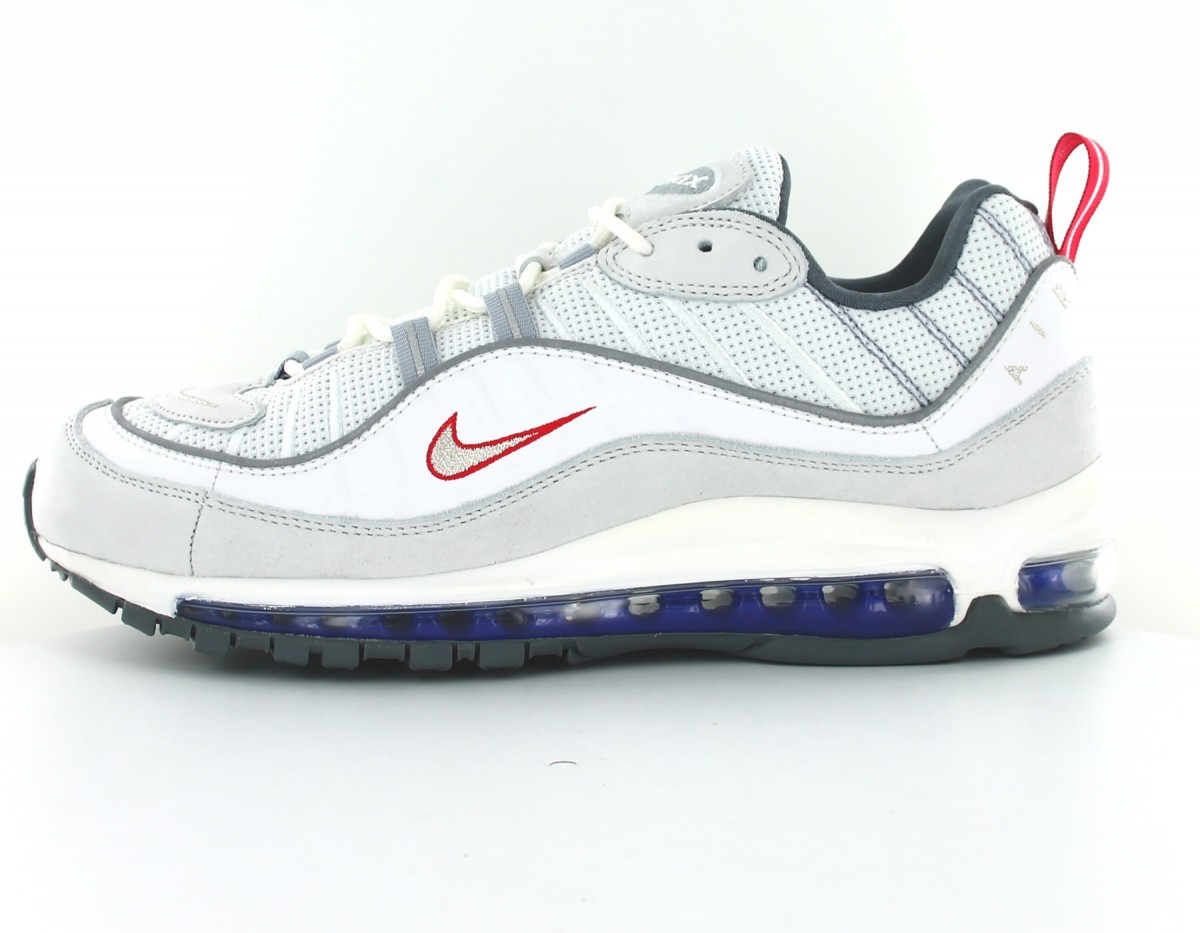 Nike Air max 98 blanc rouge metallic silver