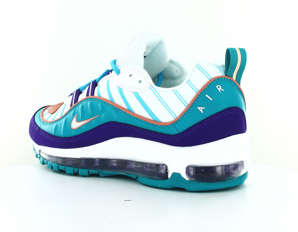 Nike Air max 98 charlotte blanc violet turquoise orange