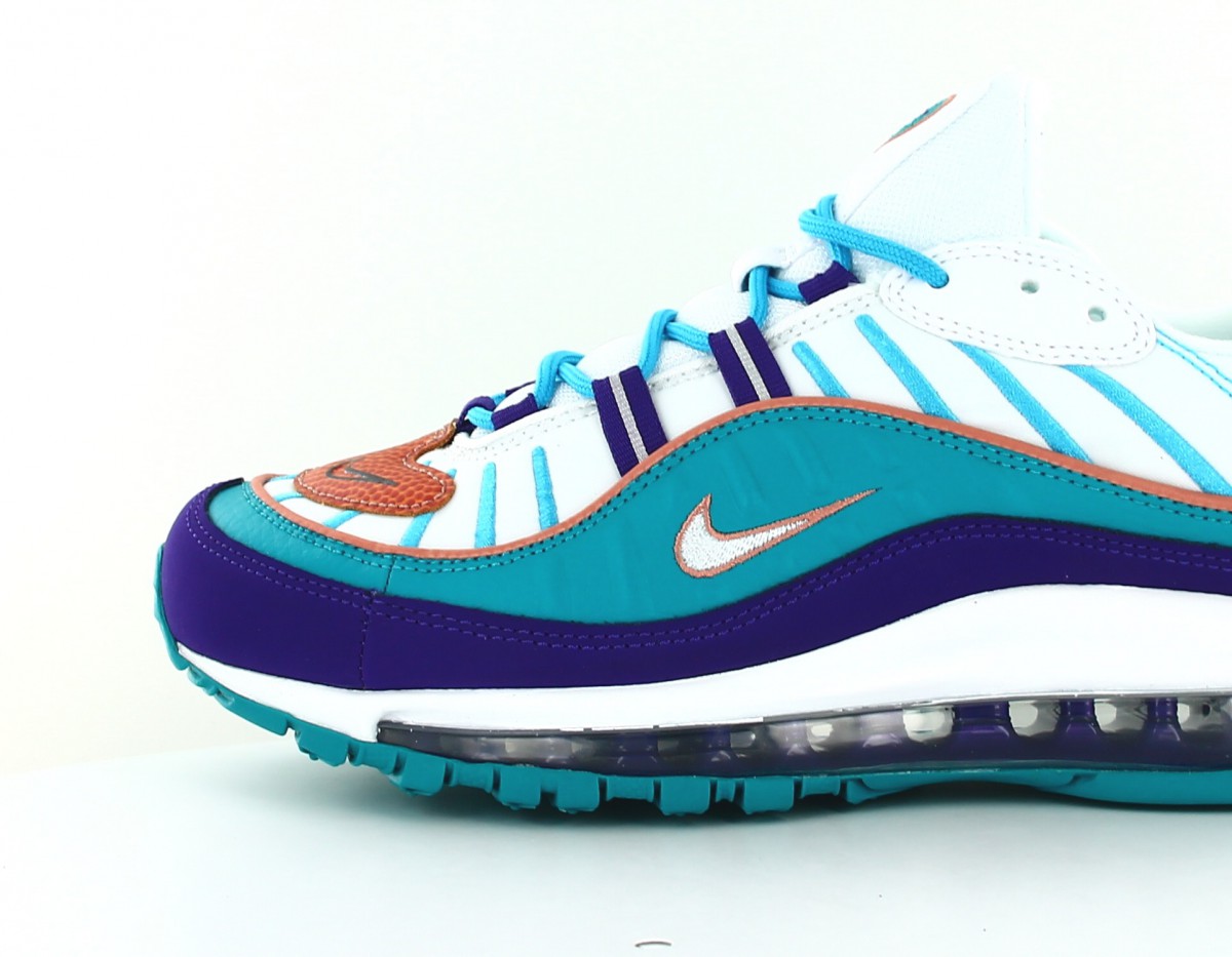 Nike Air max 98 charlotte blanc violet turquoise orange