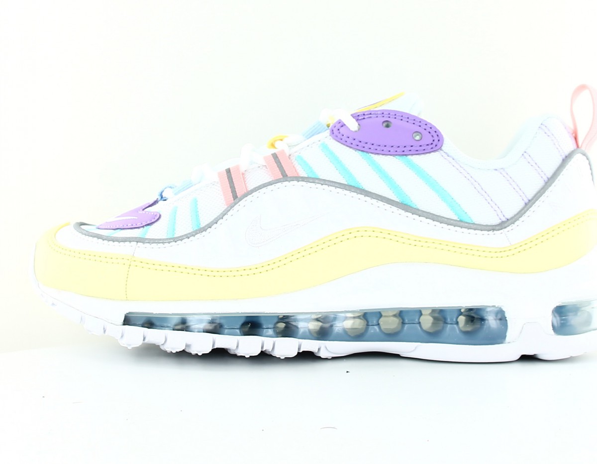 Nike Air Max 98 femme blanc jaune pastel violet bleu ciel