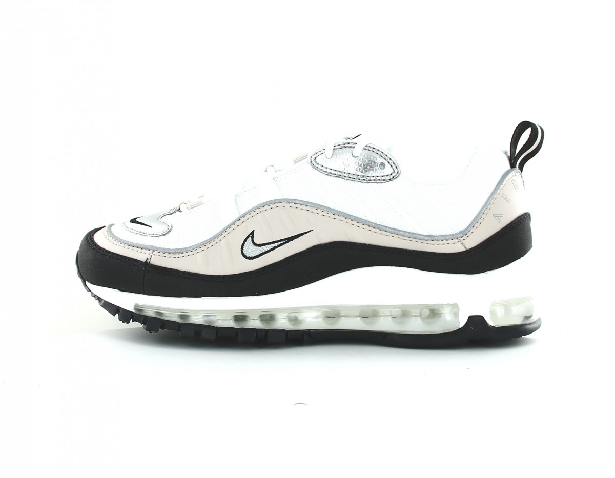 Nike Air Max 98 femme blanc noir beige argent