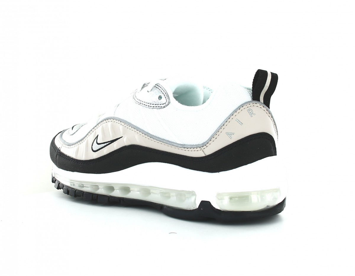 Nike Air Max 98 femme blanc noir beige argent