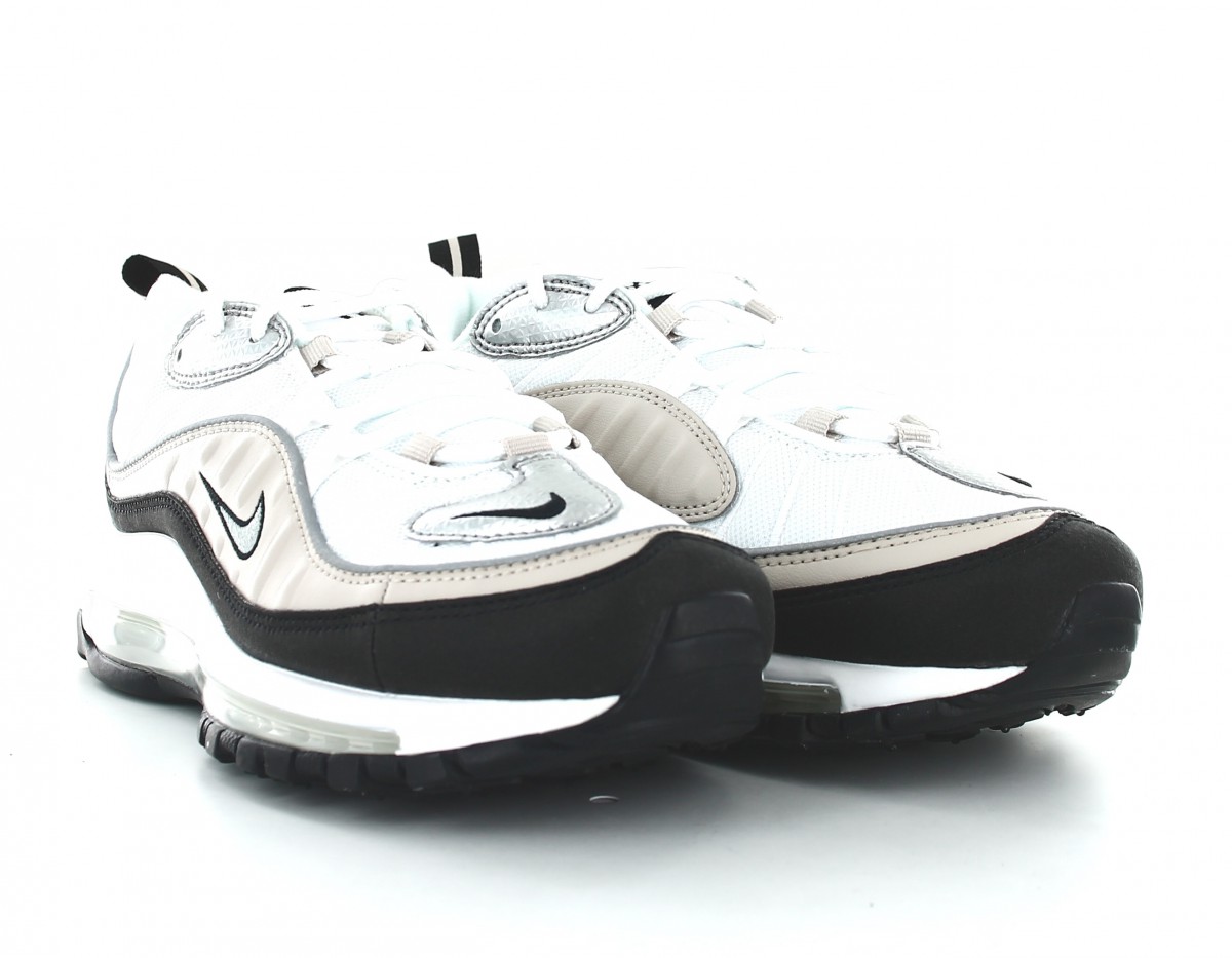 Nike Air Max 98 femme blanc noir beige argent