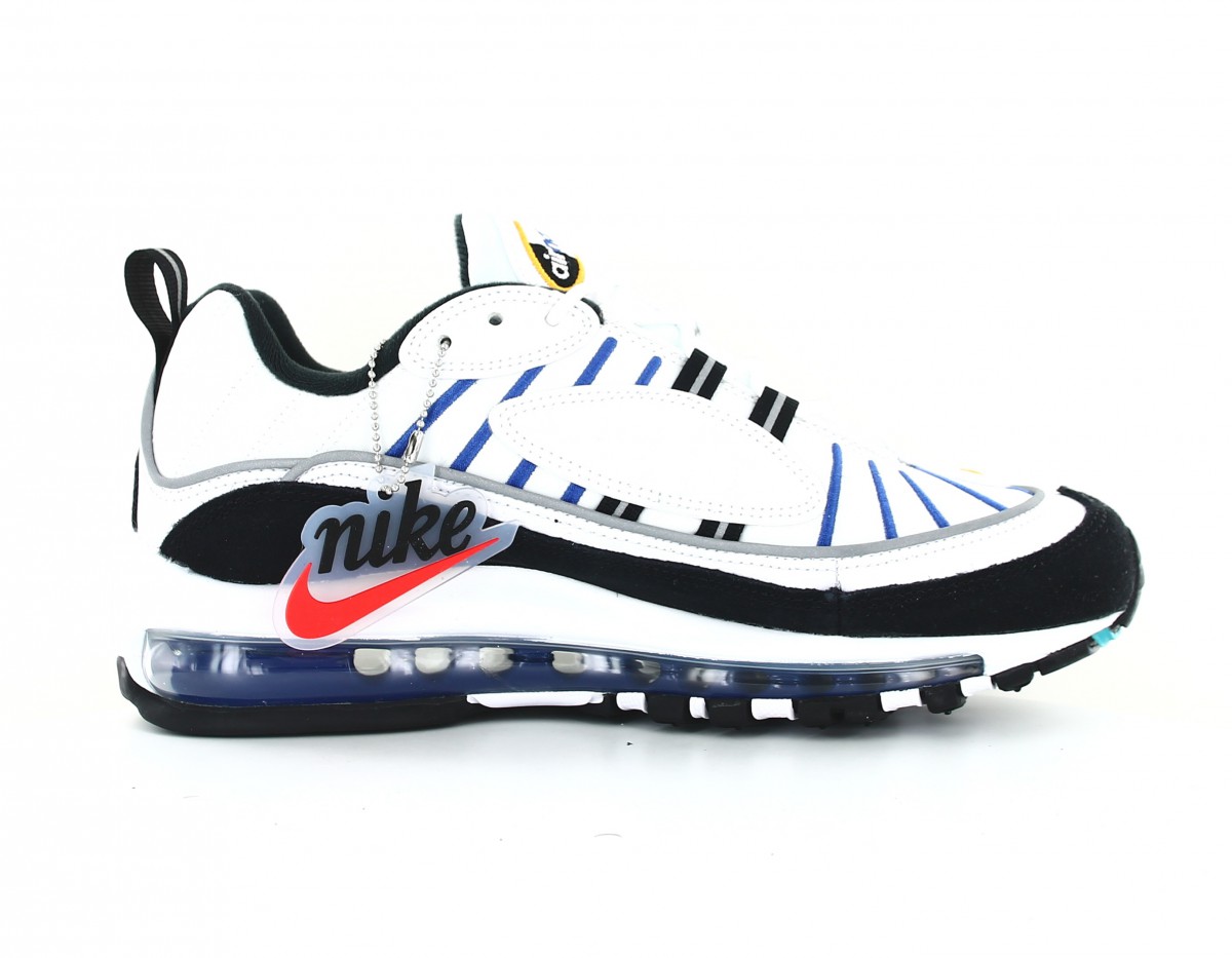 Nike Air Max 98 premium femme noir jaune blanc bleu