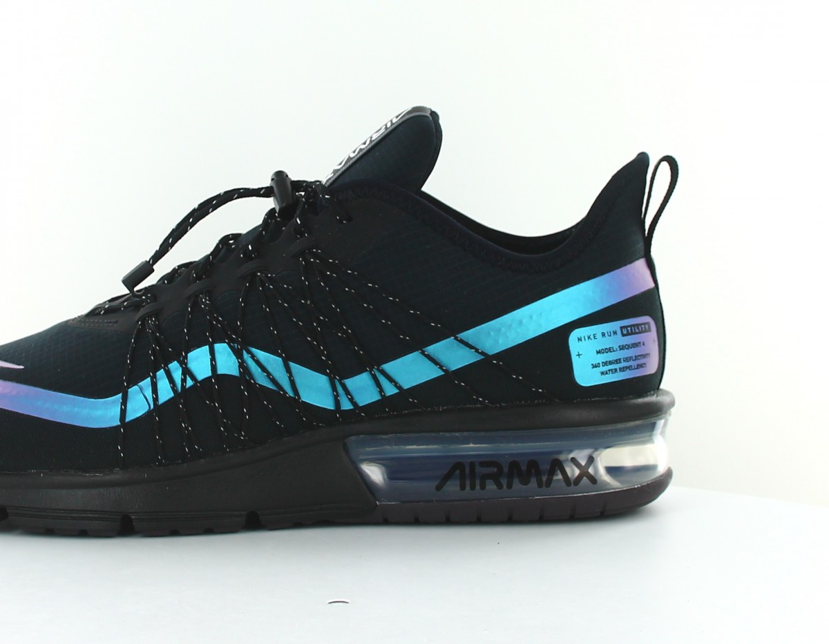 Nike Air max sequent 4 shield noir argent métallique bleu coureur