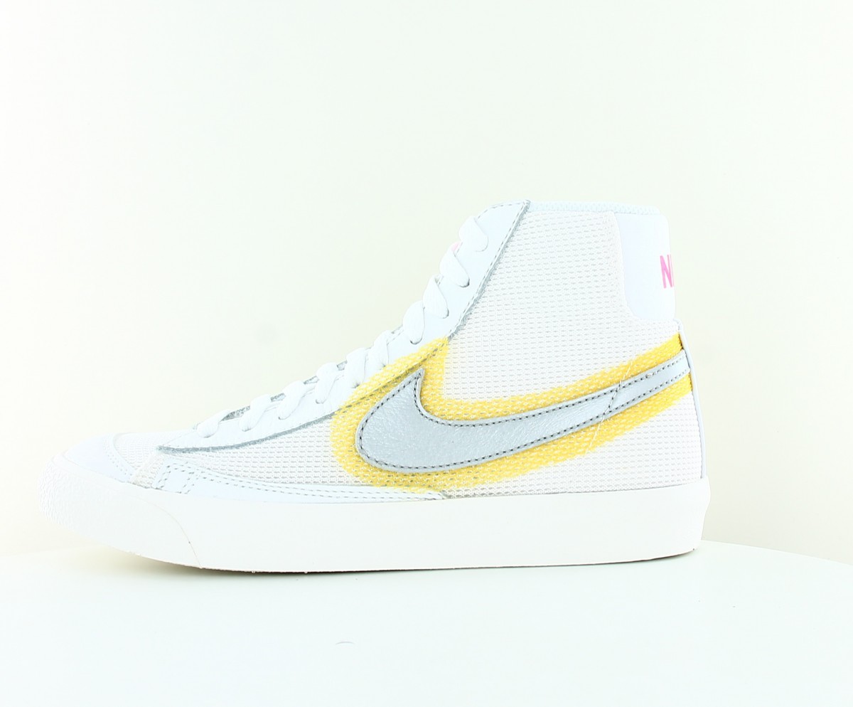 Nike Blazer mid 77 vintage blanc argent jaune rose