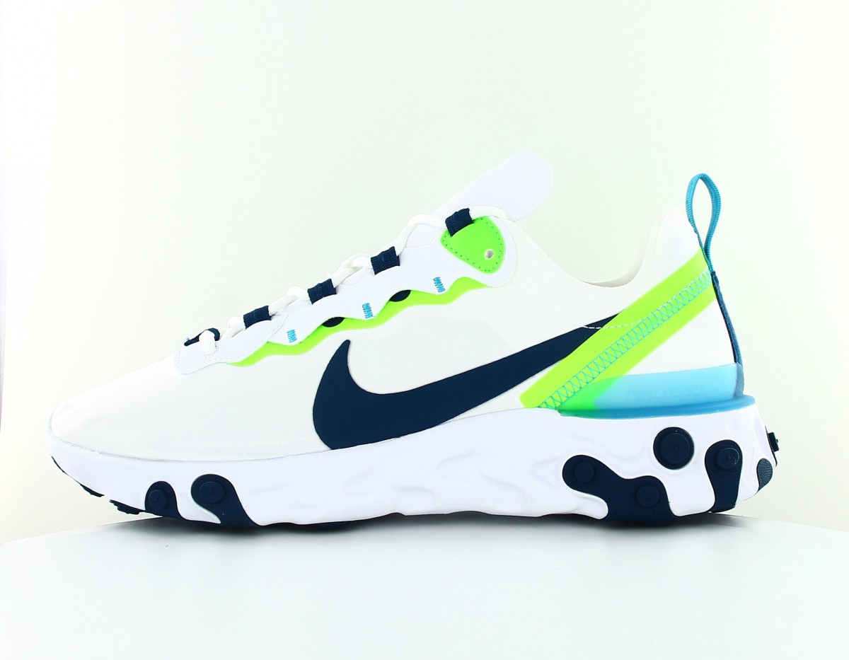 Nike React Element 55 blanc bleu vert fluo