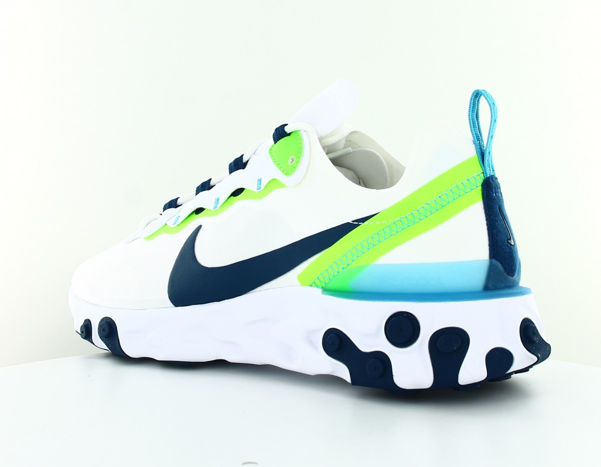 Nike React Element 55 blanc bleu vert fluo