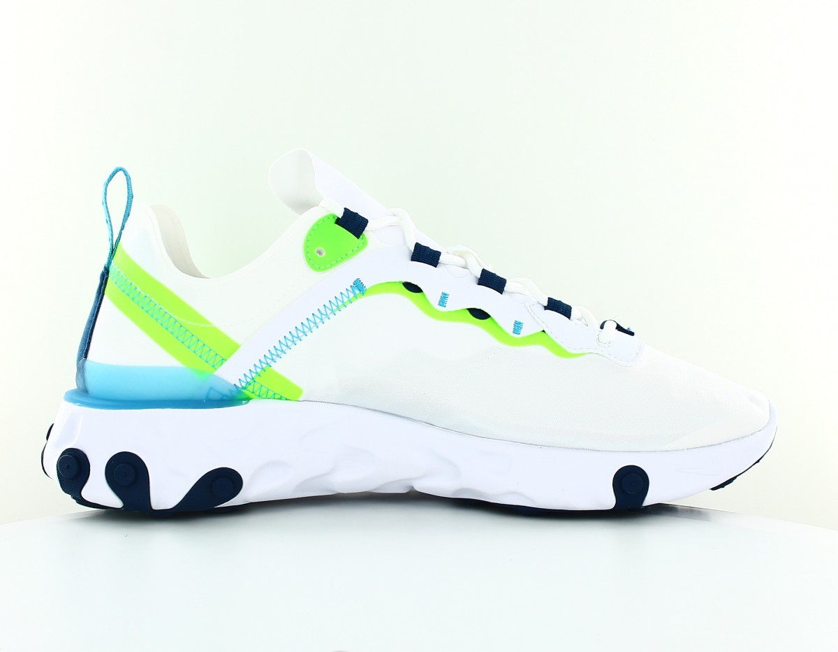 Nike React Element 55 blanc bleu vert fluo