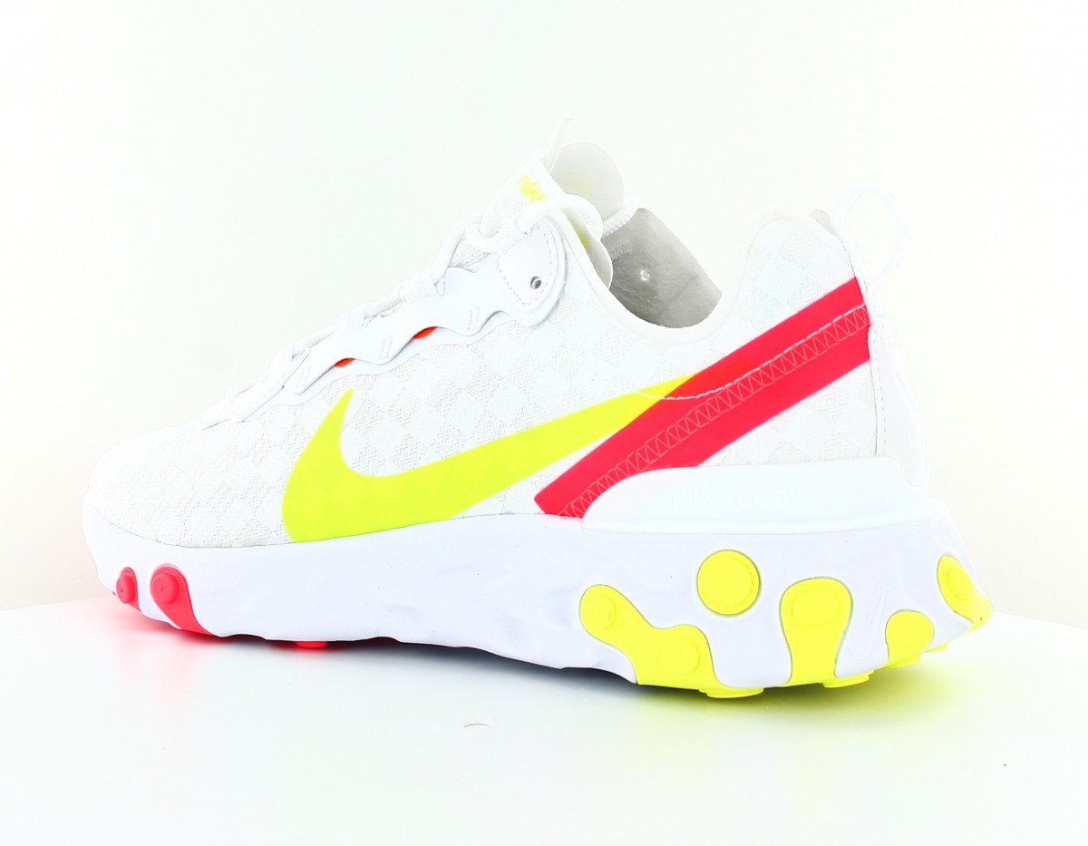 Nike React Element 55 blanc jaune fluo crimson