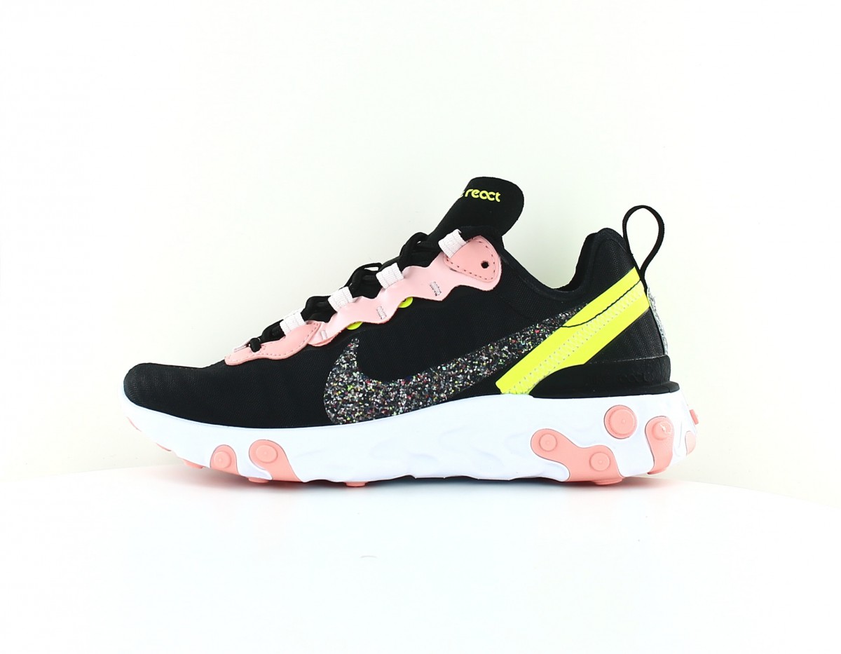 Nike React Element 55 premium noir vert volt rose corail