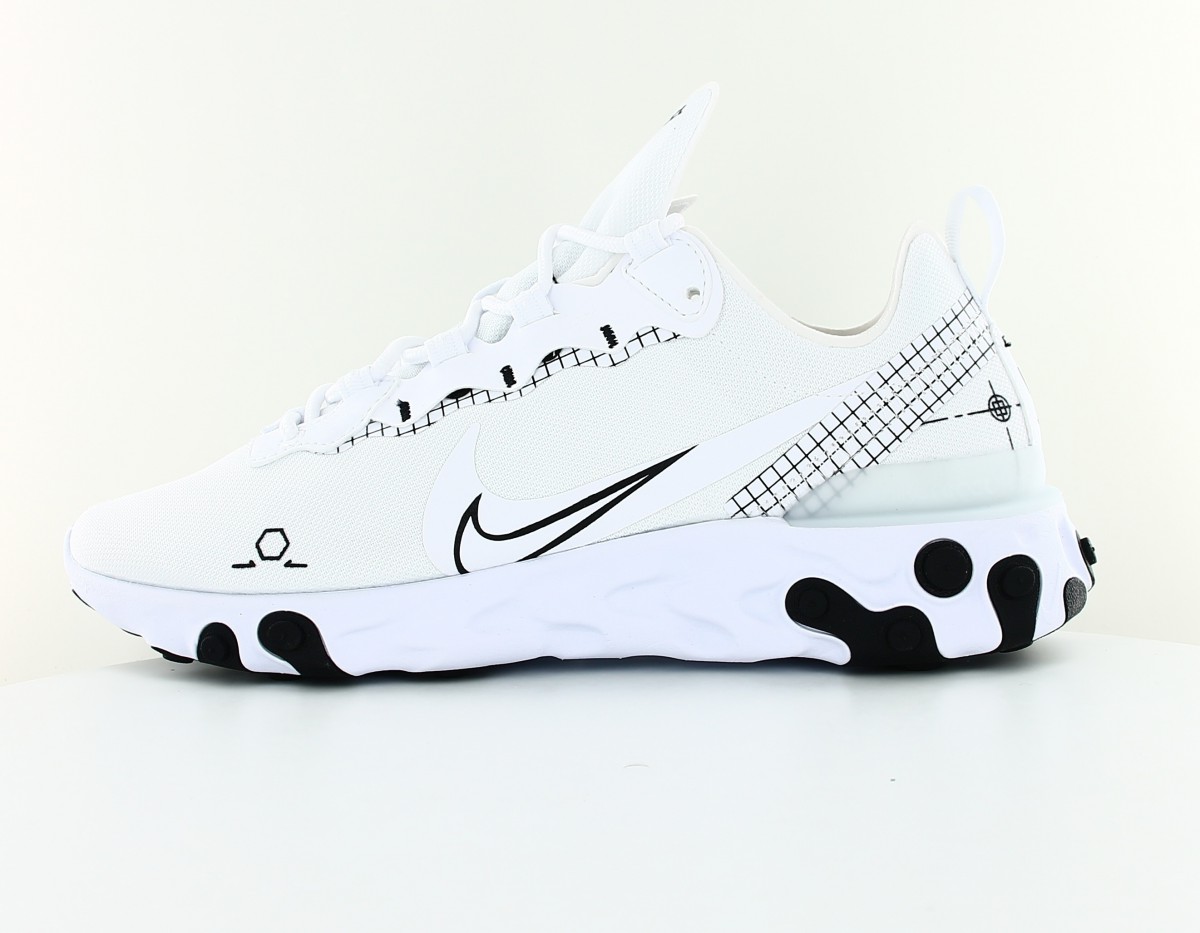 Nike React Element 55 schematic blanc noir