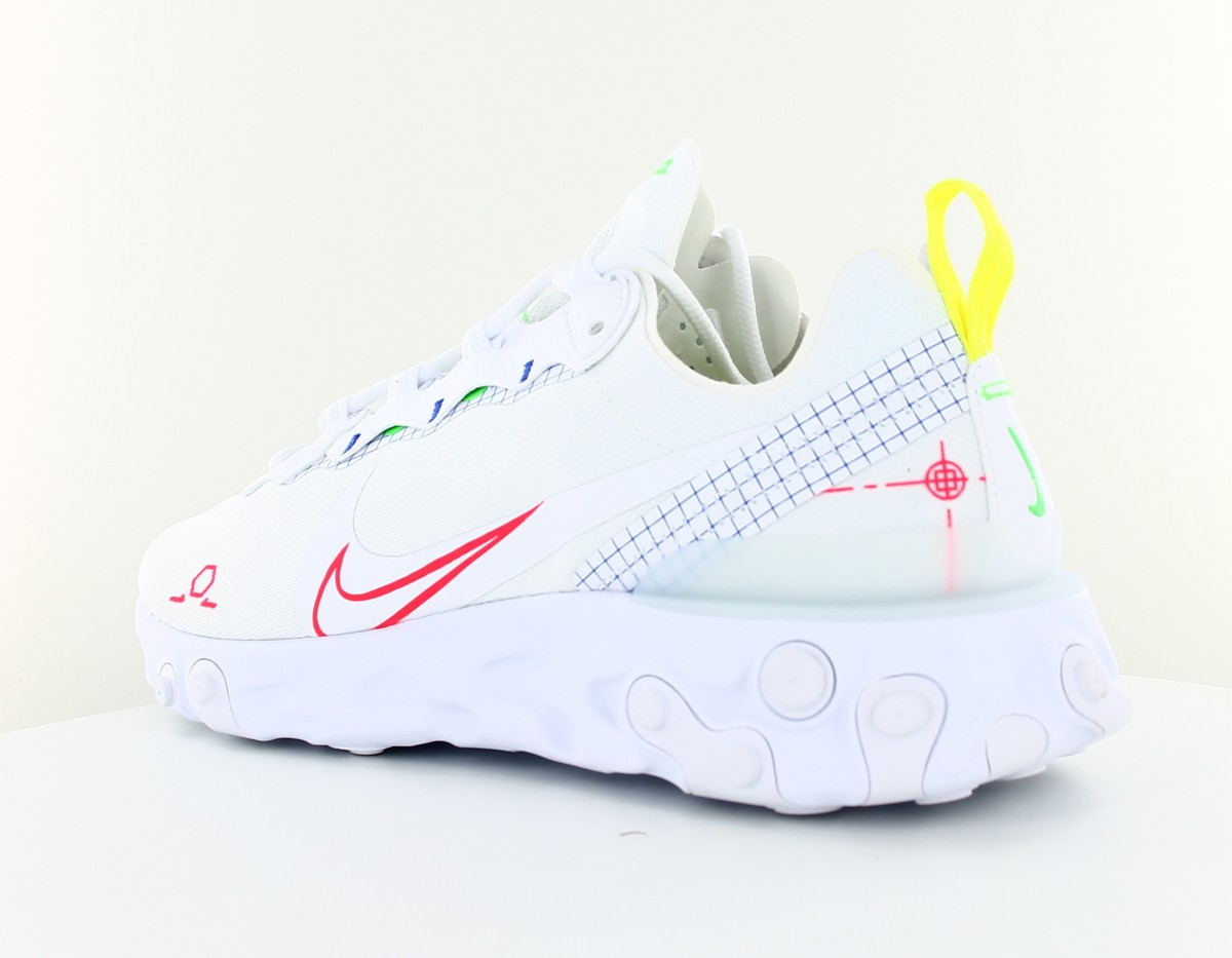 Nike React Element 55 schematic blanc orange crimson jaune fluo