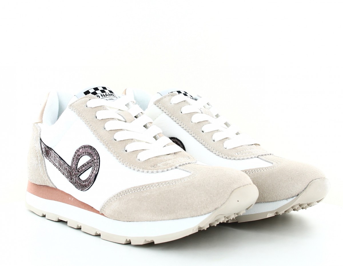 Noname City run jogger blanc beige argent rose