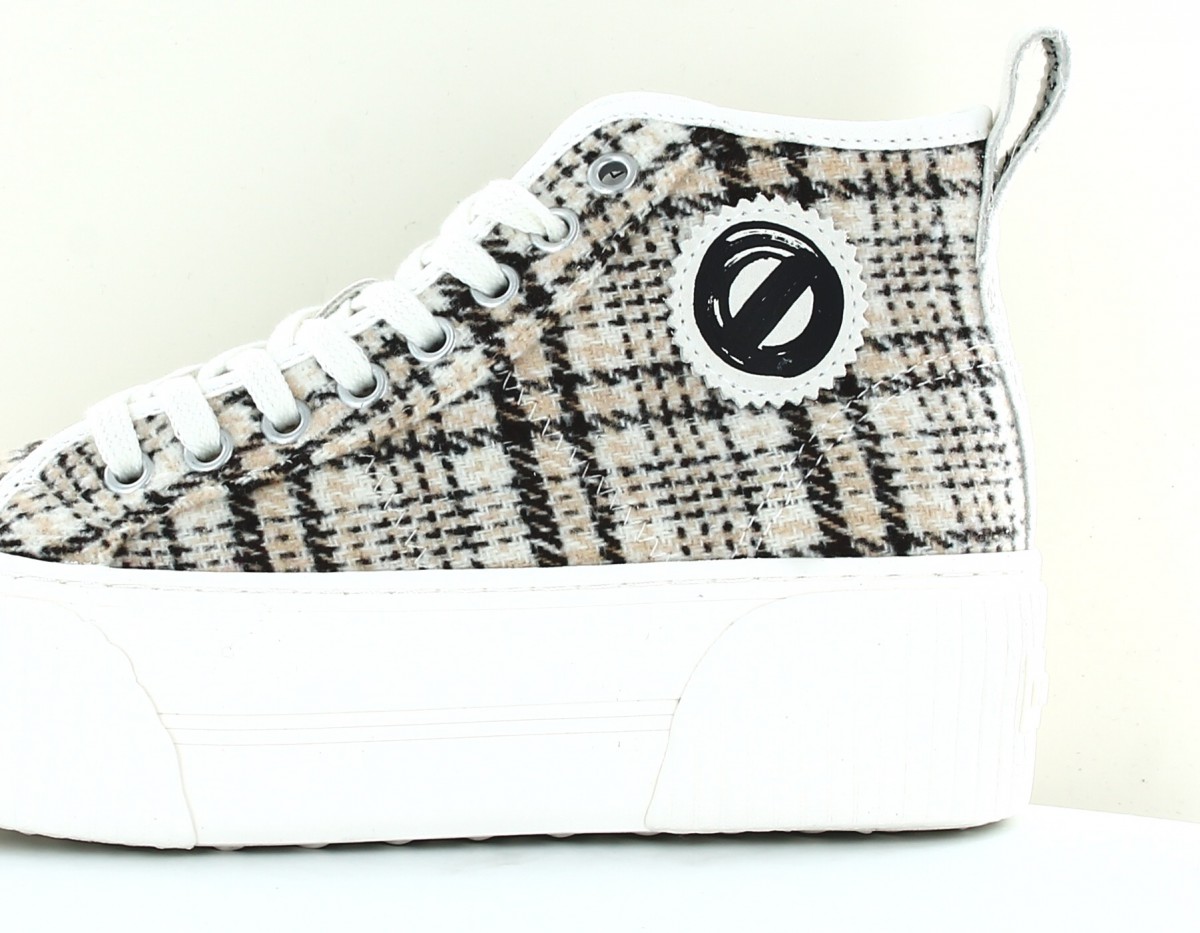 Noname Iron mid side beige tweed noir blanc