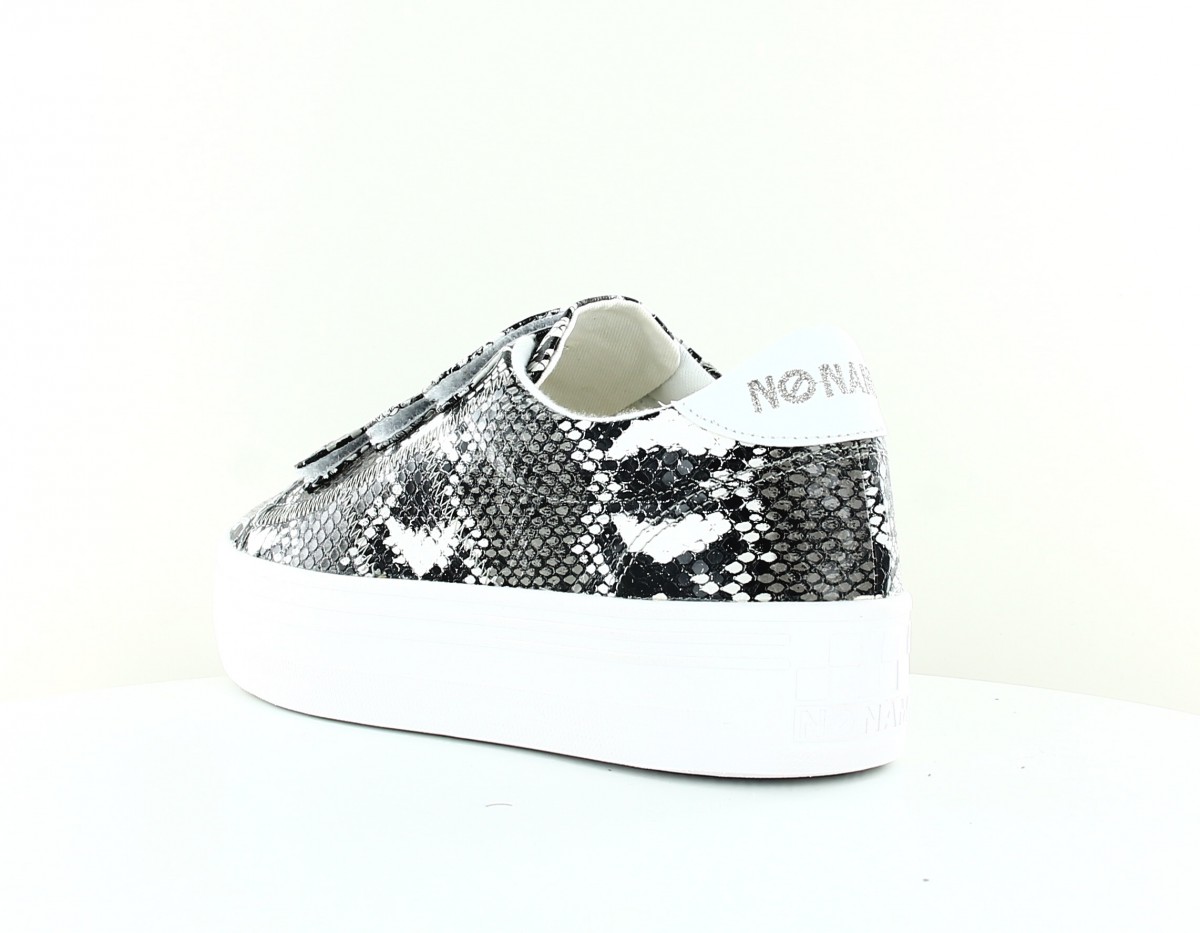 Noname Plato straps nappa print kobra gris blanc cobra