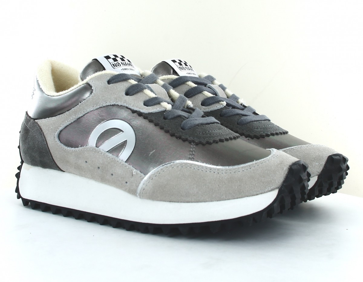 Noname Punky jogger suede gris argent silver