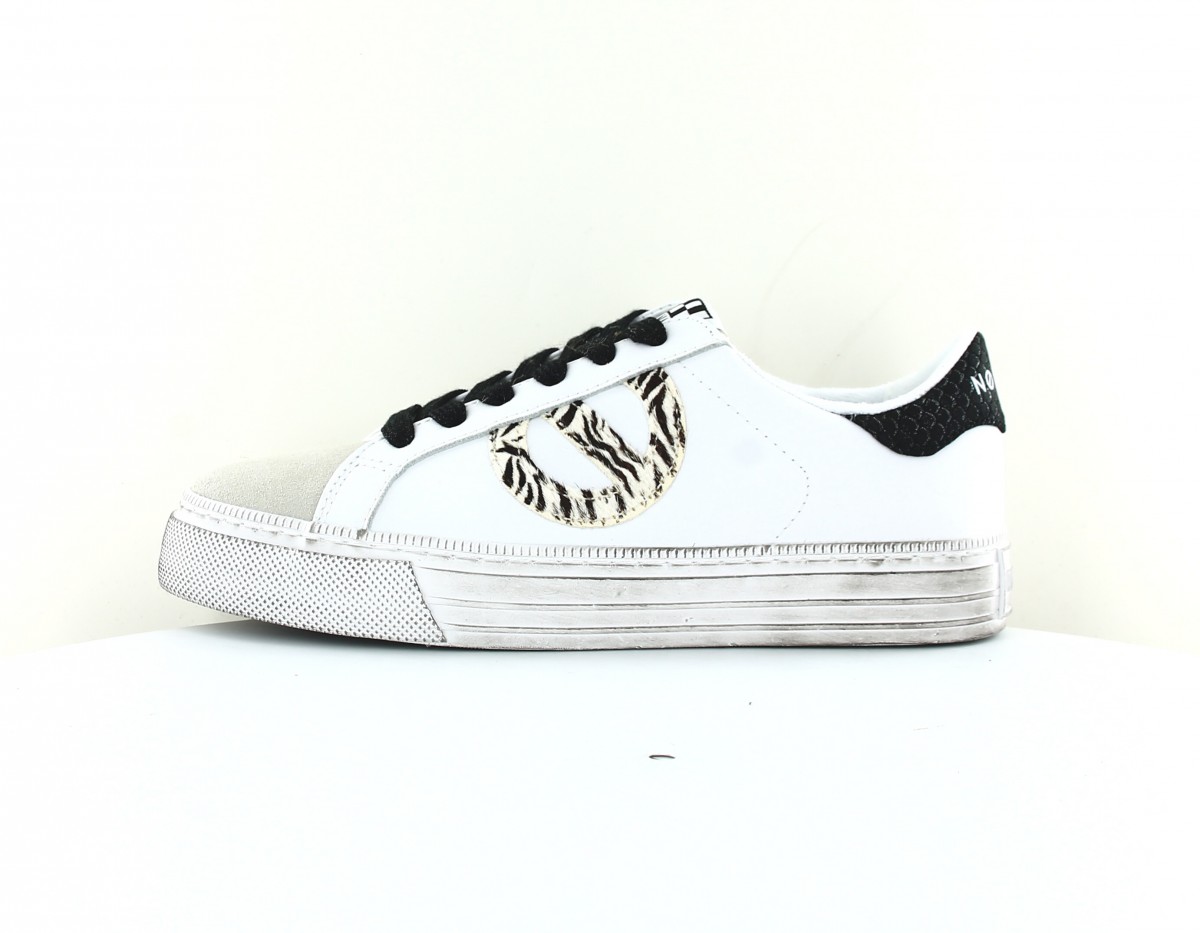 Noname Strike side blanc beige noir print zebre