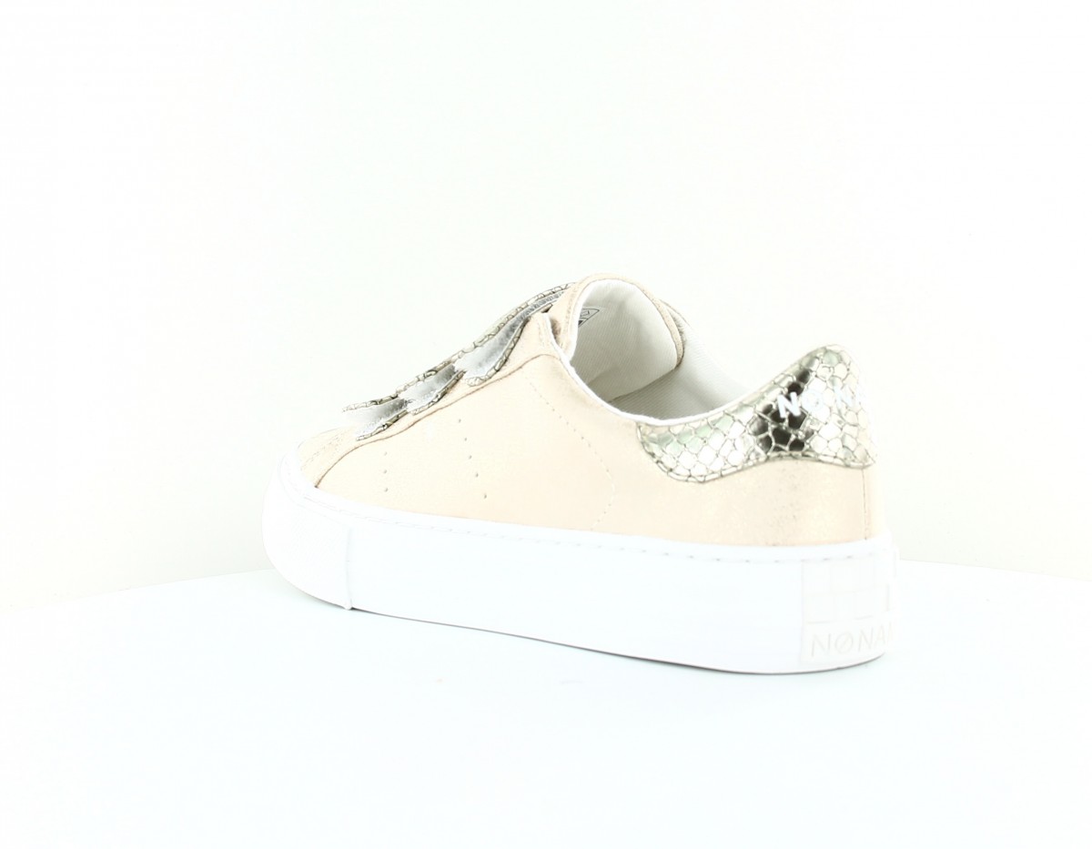 Noname Arcade straps beige brillant argent blanc