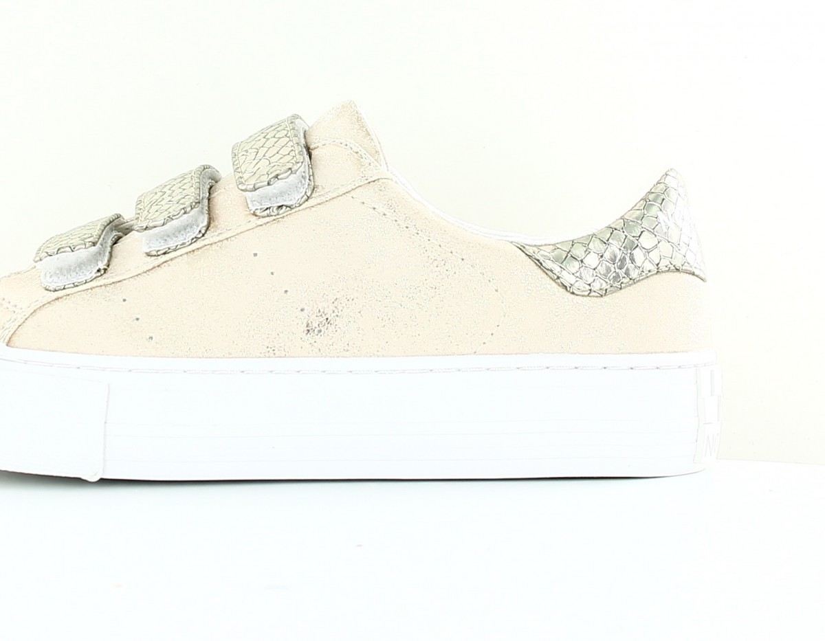 Noname Arcade straps beige brillant argent blanc