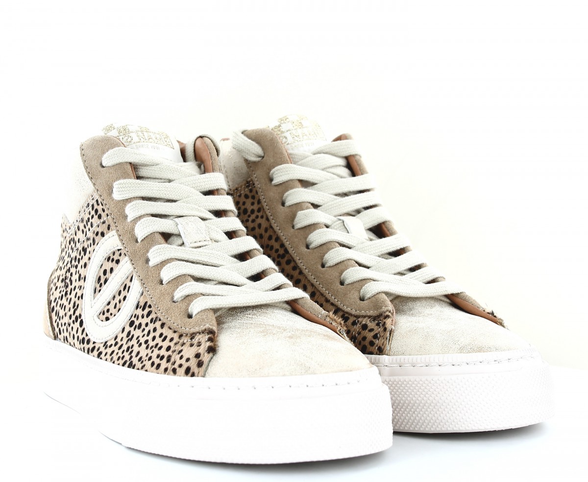 Noname Strike mid cut marron leopard or blanc