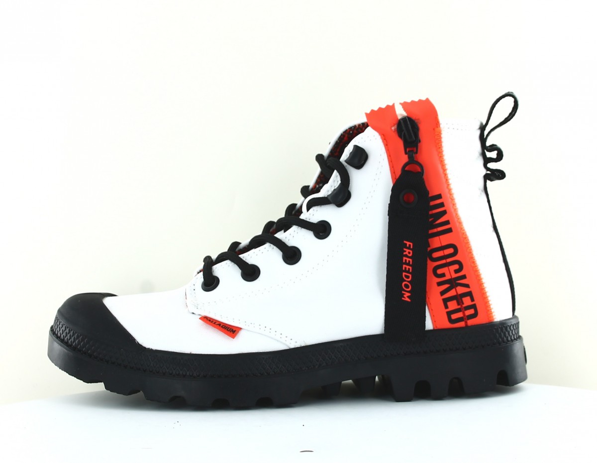 Palladium Pampa unlocked blanc noir orange