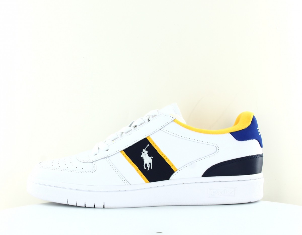 Polo Ralph Lauren Polo court sneakers low blanc bleu marine jaune