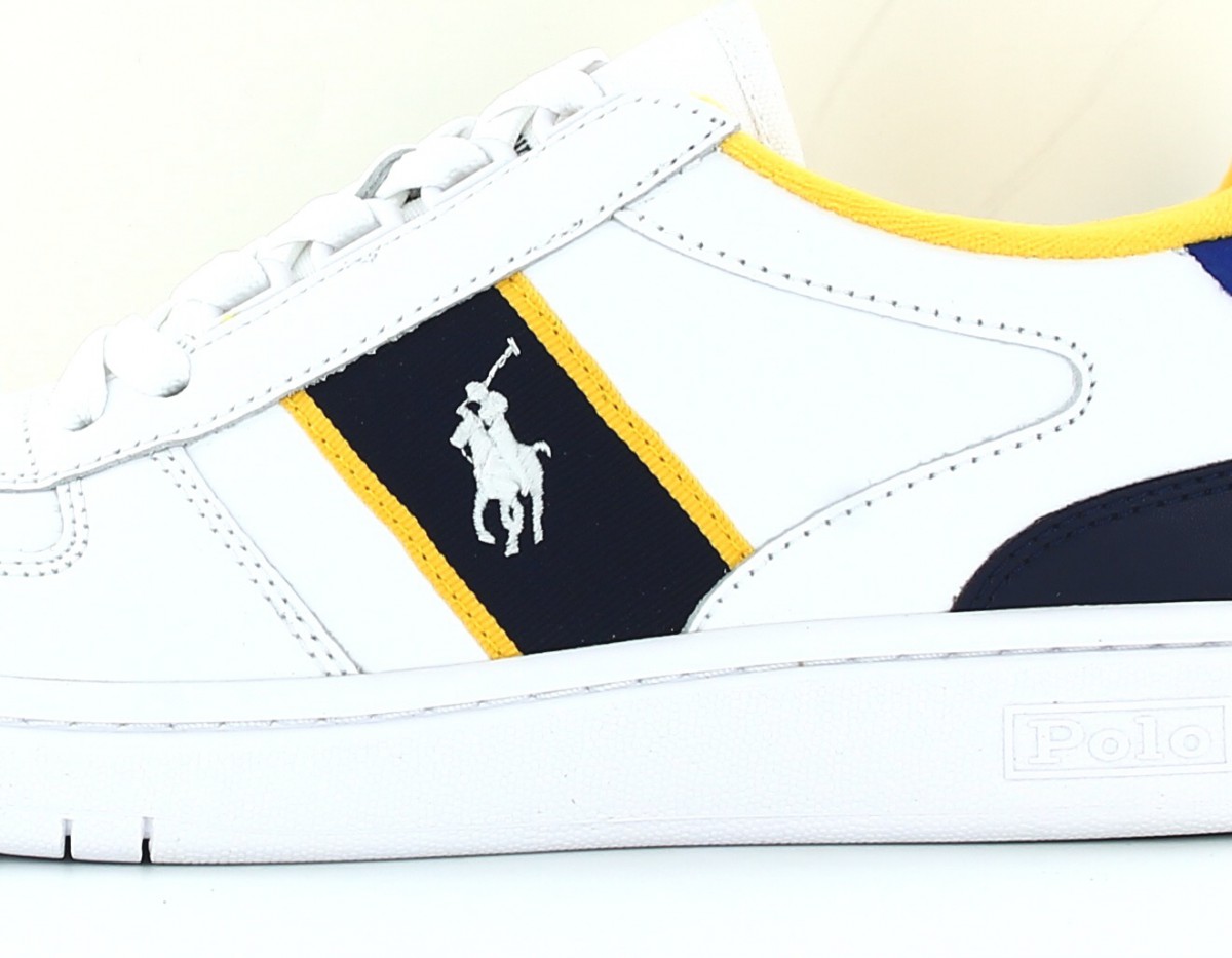 Polo Ralph Lauren Polo court sneakers low blanc bleu marine jaune