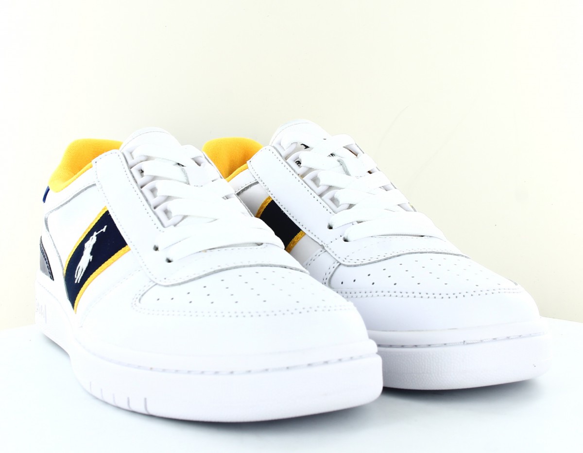 Polo Ralph Lauren Polo court sneakers low blanc bleu marine jaune