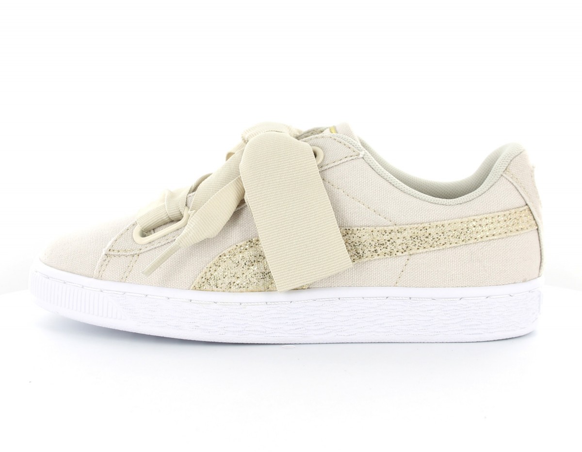 Puma Basket heart canvas femme beige beige gold