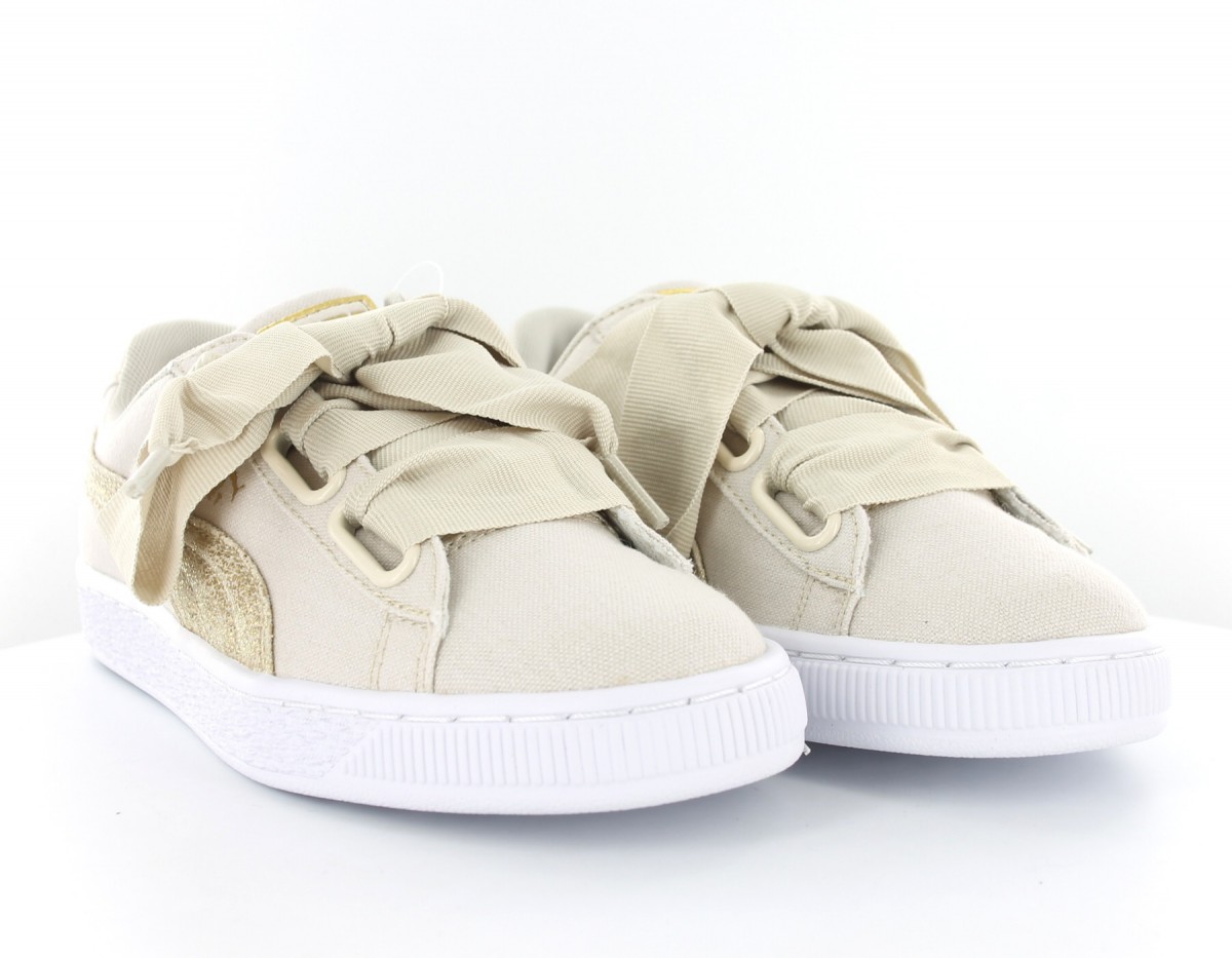 Puma Basket heart canvas femme beige beige gold