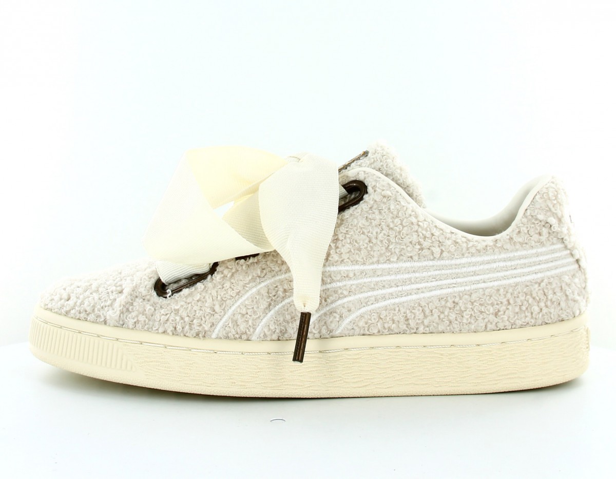 Puma Basket heart teddy blanc beige mouton