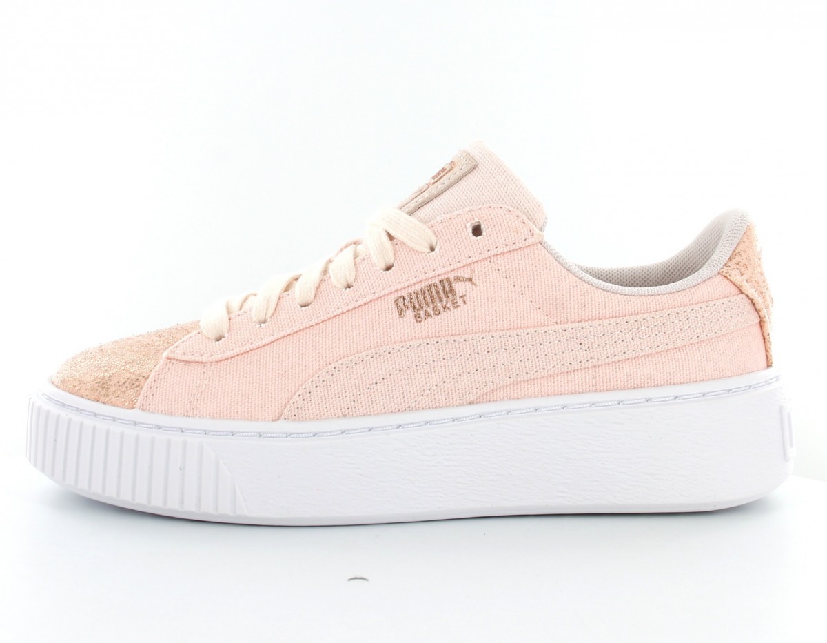 Puma Platform canvas paillette rose gold or