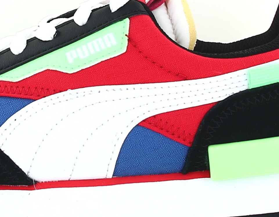 Puma Future rider play on junior bleu blanc rouge noir vert