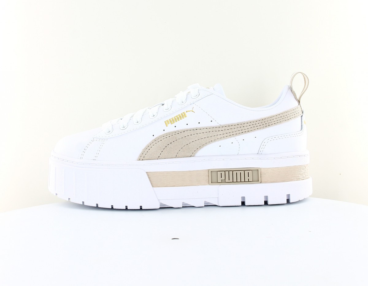 Puma Mayze cuir blanc beige or