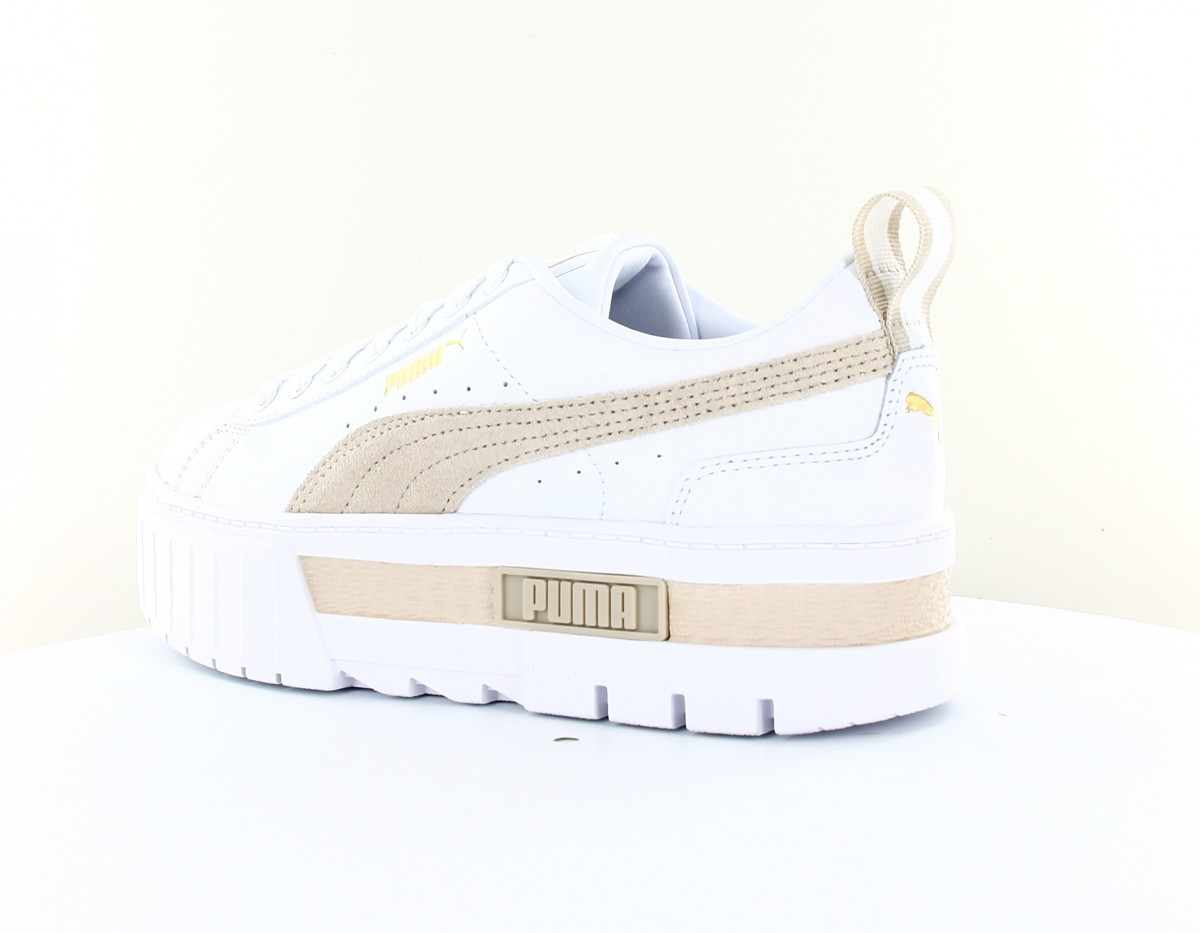 Puma Mayze cuir blanc beige or