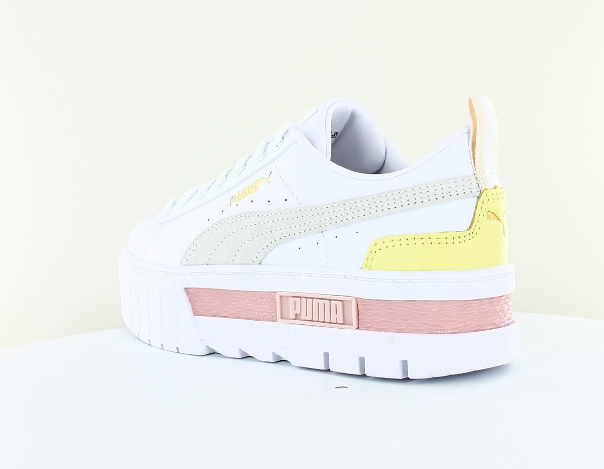 Puma Mayze cuir blanc or beige rose jaune