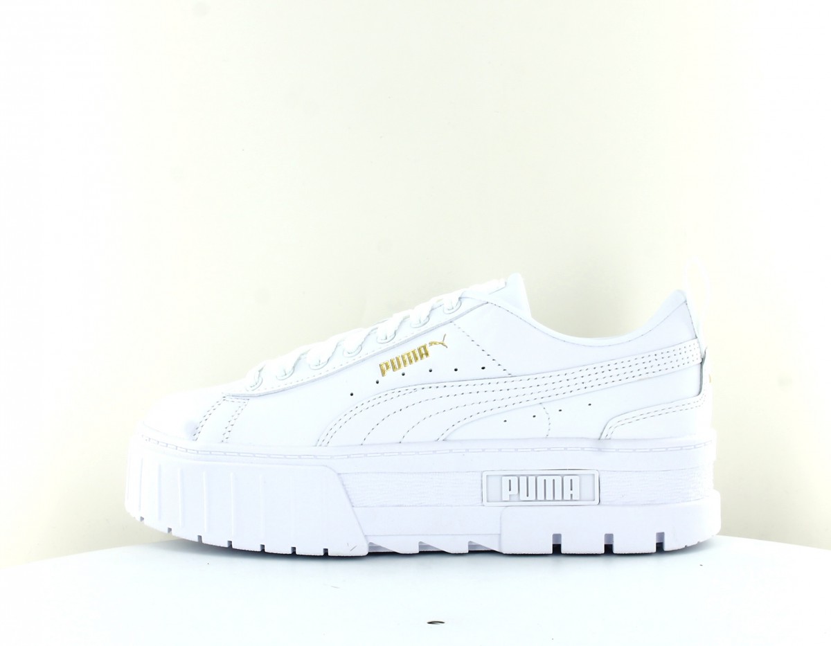 Puma Mayze cuir blanc or