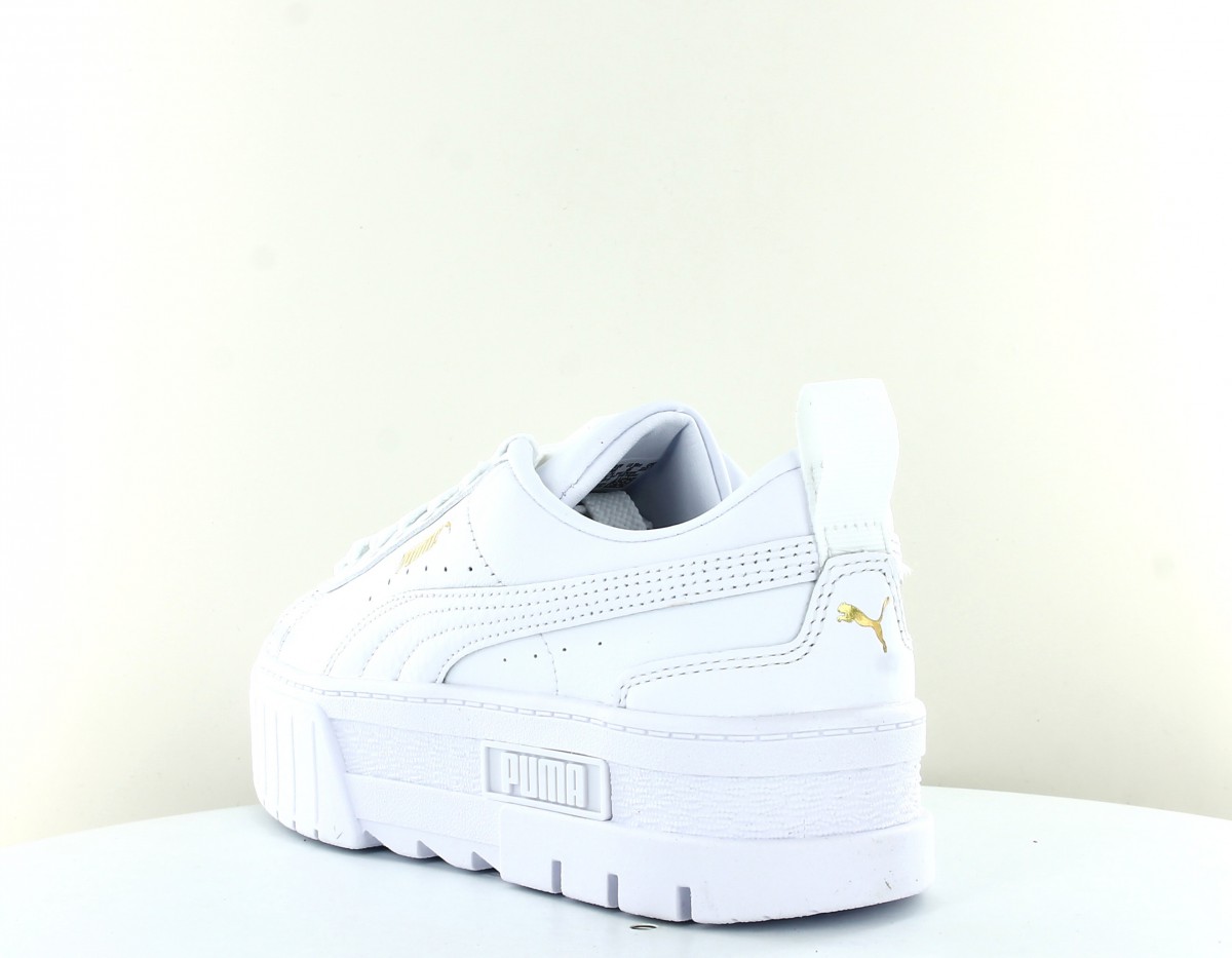 Puma Mayze cuir blanc or