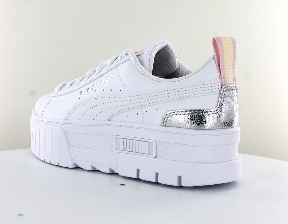 Puma Mayze shiny jr blanc argent rose