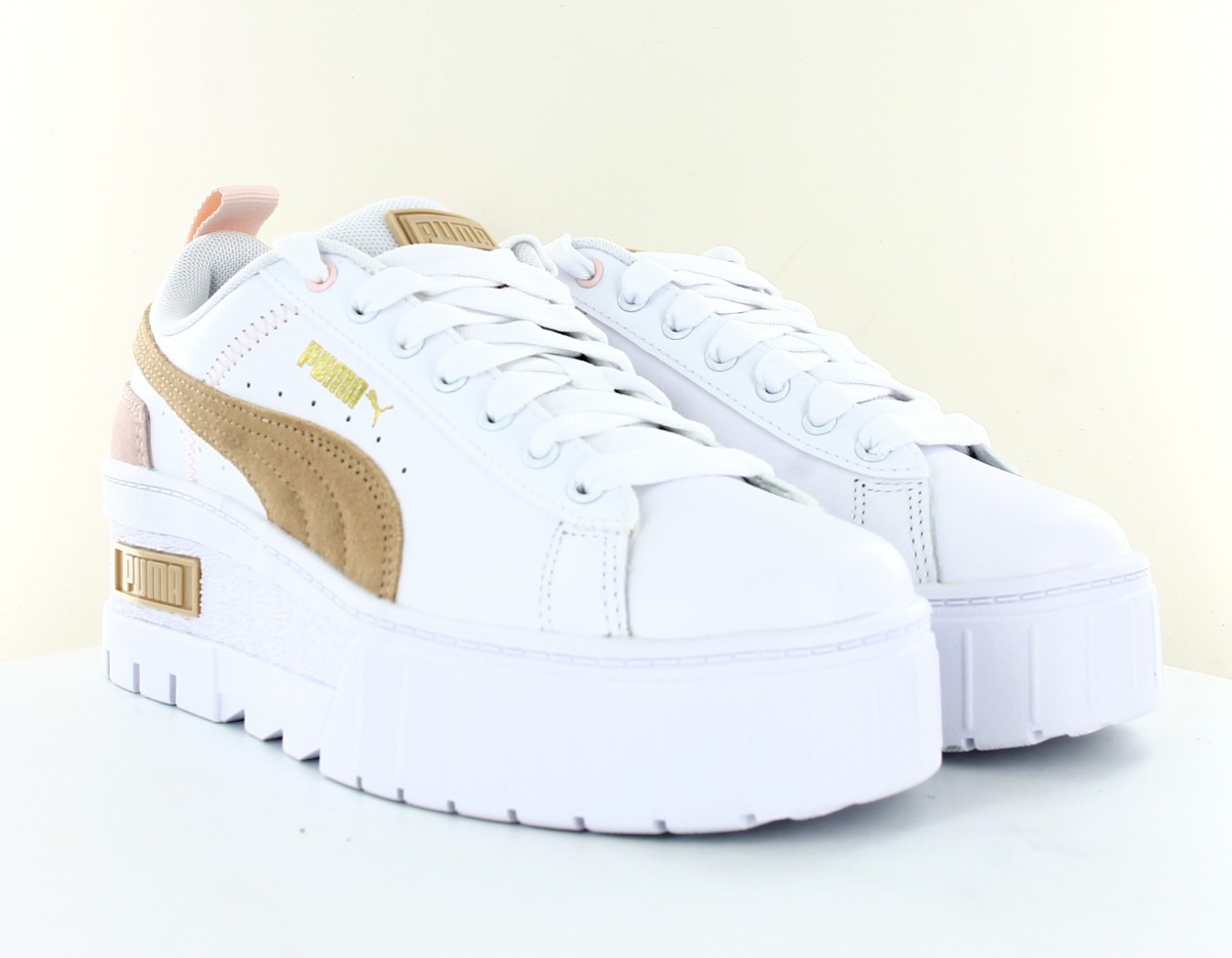 Puma Mayze wedge blanc or beige saumon