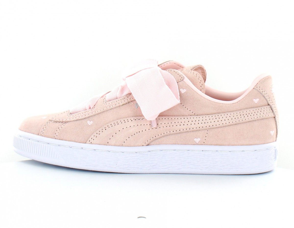 Puma Suede heart valentine jr Rose rose blanc