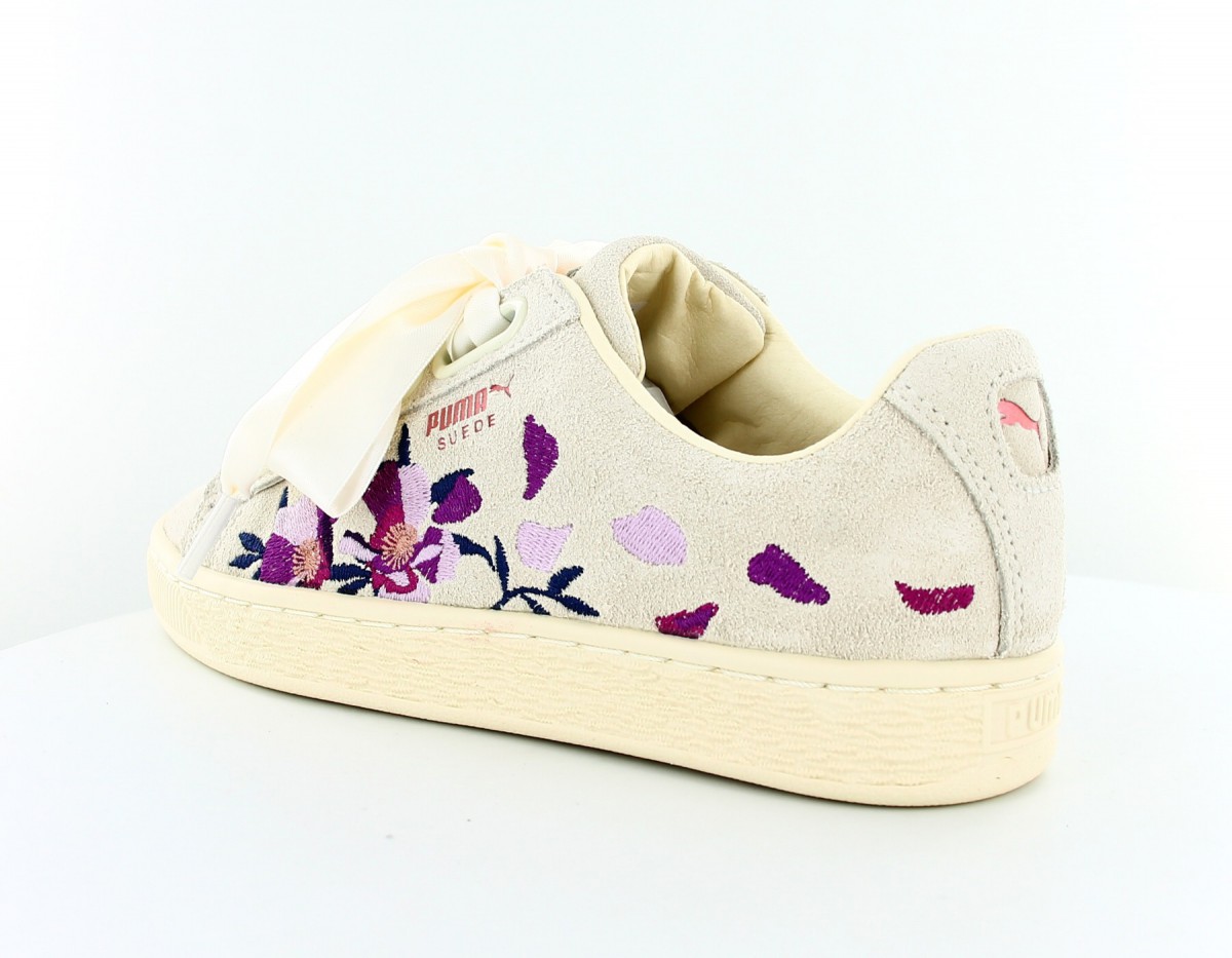 Puma Suede heart flowery Beige fleuri