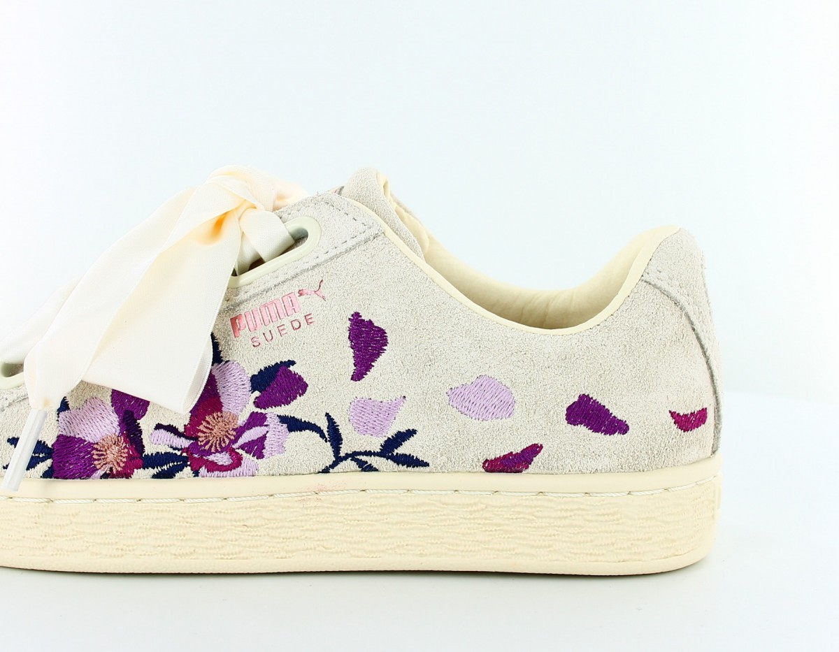 Puma Suede heart flowery Beige fleuri