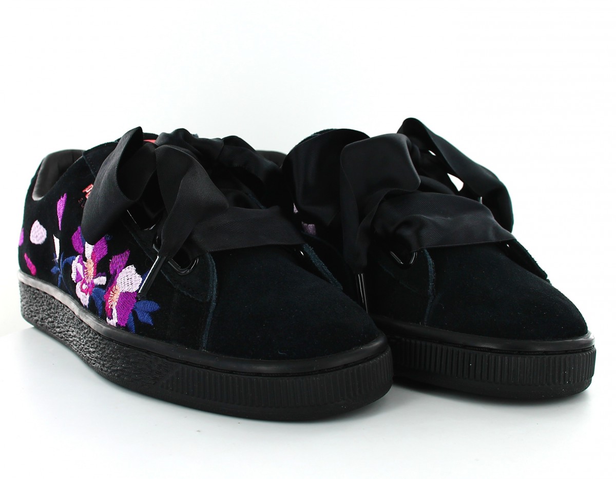 Puma Suede heart flowery Noir fleuri