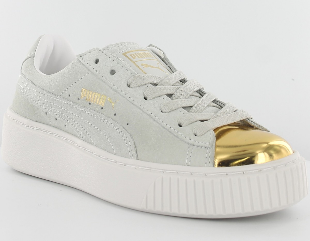puma suede platform gold blanche