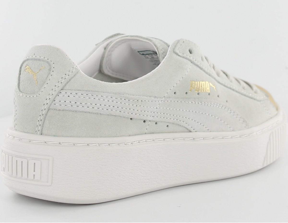 Puma suede platforme gold blanc-gold